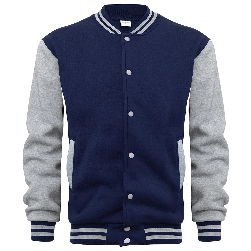 New Men's Sweater Spring Baseball Uniform Jacket Cardigan Coat Single-breasted Striped Collar Sports Casual Coat Street Clothes