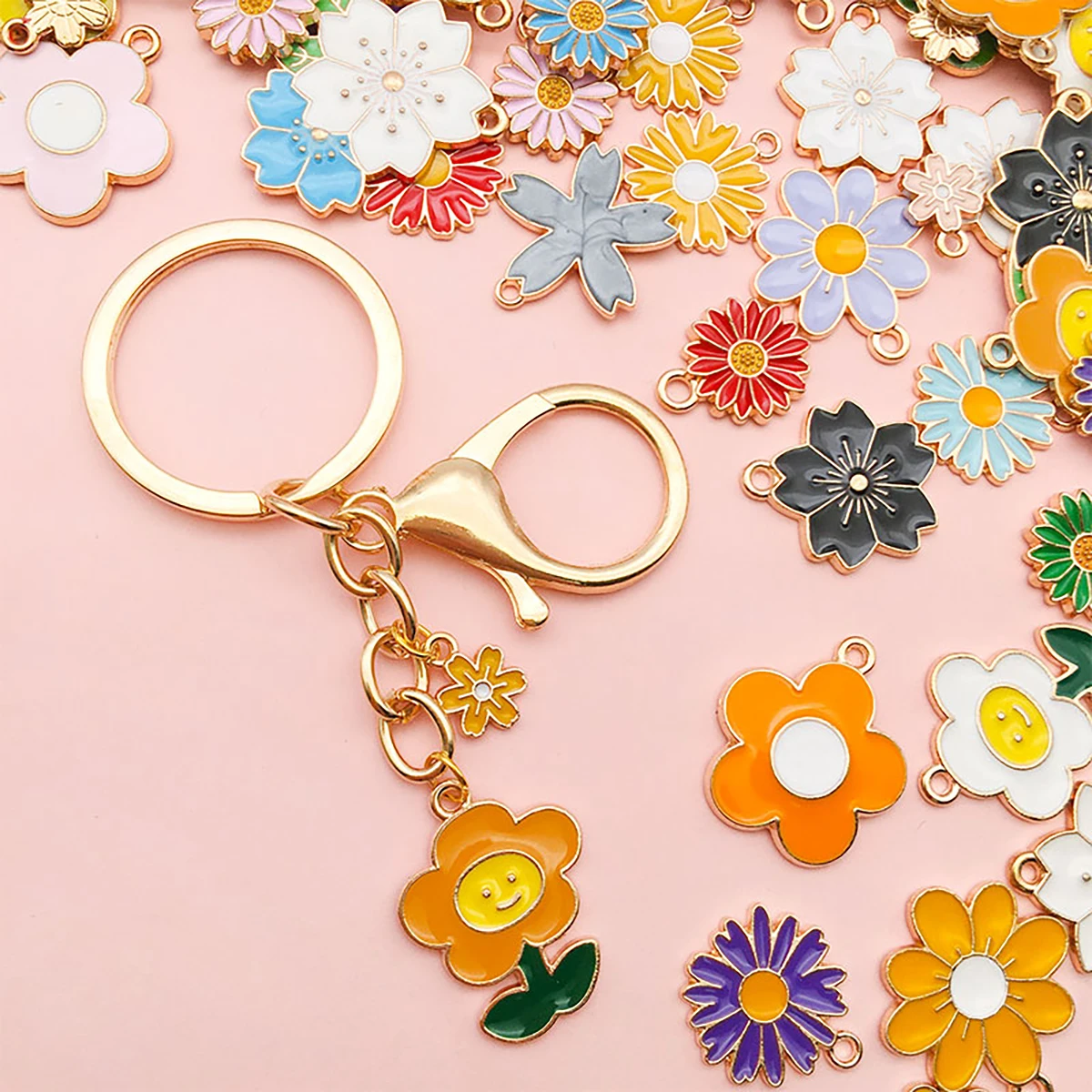 Mixed 20/30/50pcs Floral Series Flowers Charms Assorted Enamel Pendants For Jewelry Making DIY Necklace Bracelet Earrings Making