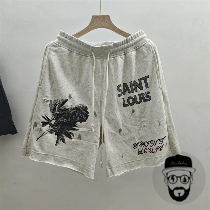 Pantalones Cortos Lavados de Saint Michael para hombre y mujer, loose cotton fabric sports shorts