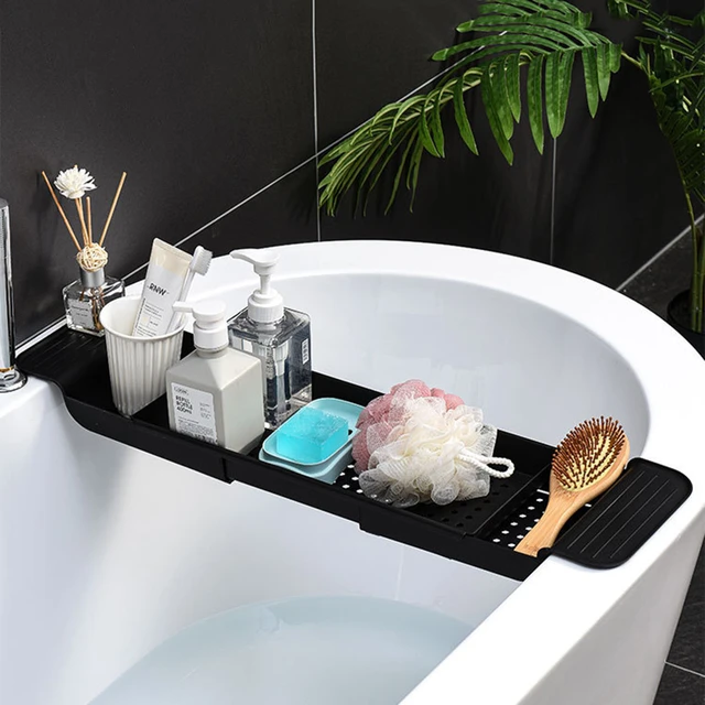 Bathtub Shelf Extendable Bathroom Bathtub Tray Shower Caddy Bamboo Bath Tub  Rack Towel Book Holder Storage Organizer Accessories - AliExpress