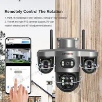 LS VISION 10X Zoom optique 20MP 4G / Wifi Caméra solaire extérieure 3 écrans 3 PTZ 360 °   Caméra de surveillance IP à suivi automatique V380 Pro 4