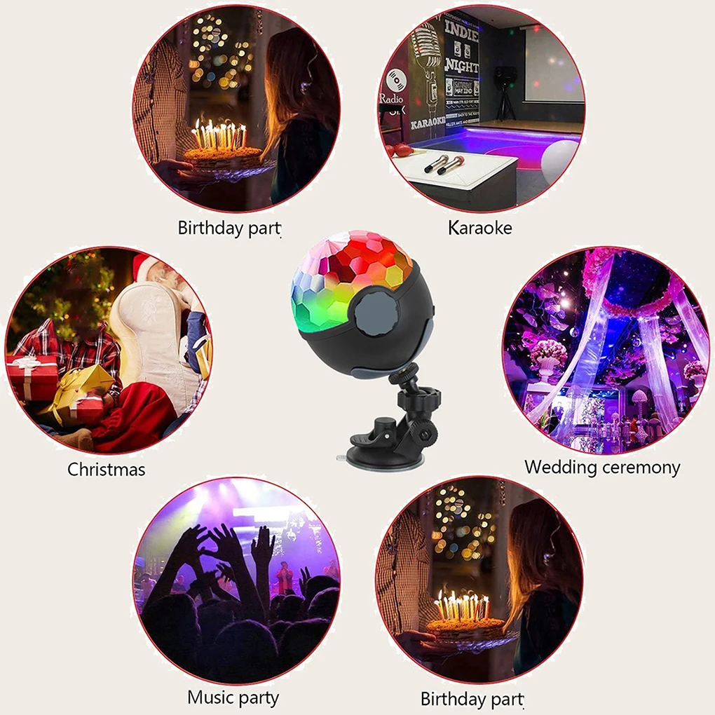 

Stage Light Portable Projector Lights Round Ball Lamp USB Powered Strobe Rotating Lamps Remote Control Party KTV Wedding