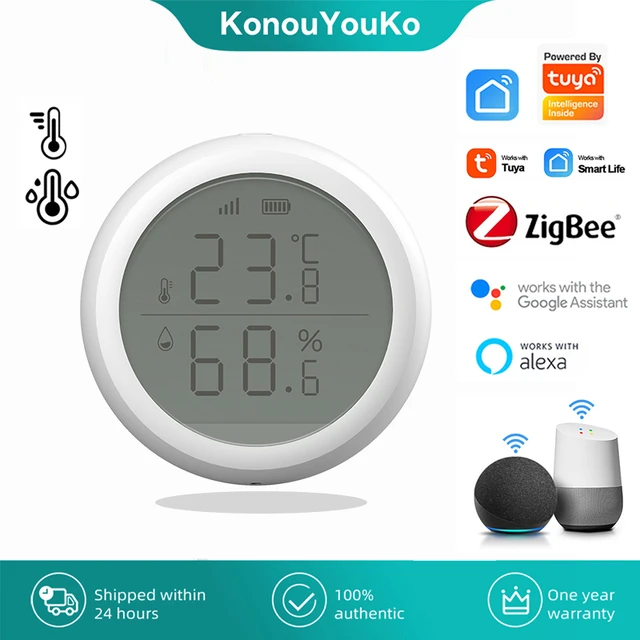 Tuya Zigbee Wifi For Alexa Google Assistant Humidity Temperature Sensor  Hygrometer Thermometer Smartlife Smart Home Life House - Temperature Sensor  - AliExpress