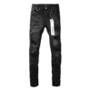 Purple New Men's Knee Ripped Straight Jeans American High Street Inkjet Black Stretch MEN JEANS 1