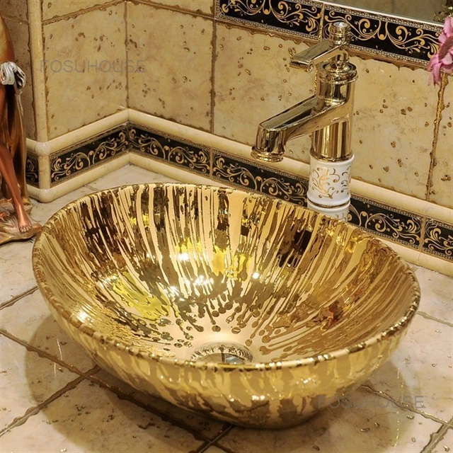 Évier de salle de bains en céramique à plateforme monotrou, lavabo