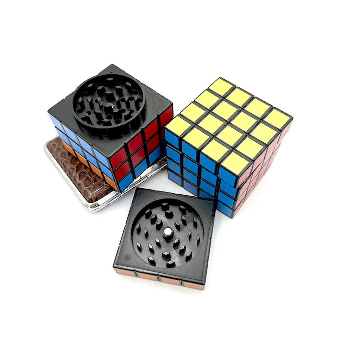 58mm Rubik Cube Herb Grinder 4-layer Pepper Mill Large Salt Spice Mortar Metal Tobacco Grass Raw Grinder Smoking Kitchen Tool salt and pepper grinder,nut spice grinder,herb grinder,herb spice grinder