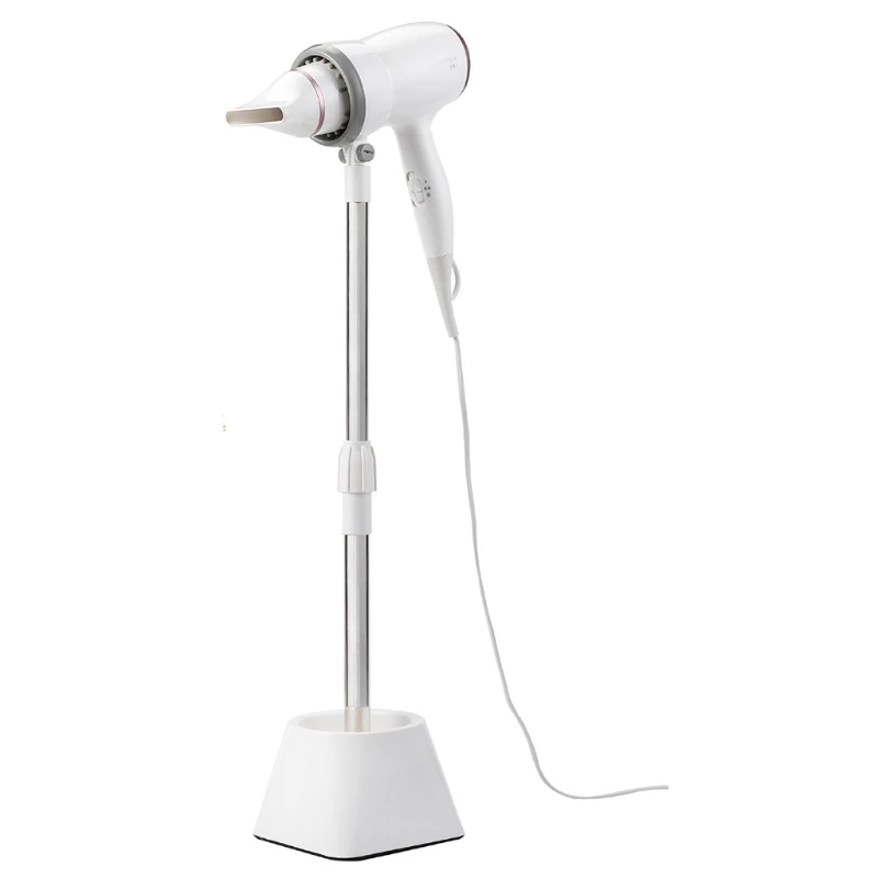 

Hair Dryer Stand Adjustable Rod Rotating Neck Countertop Holder with Storage