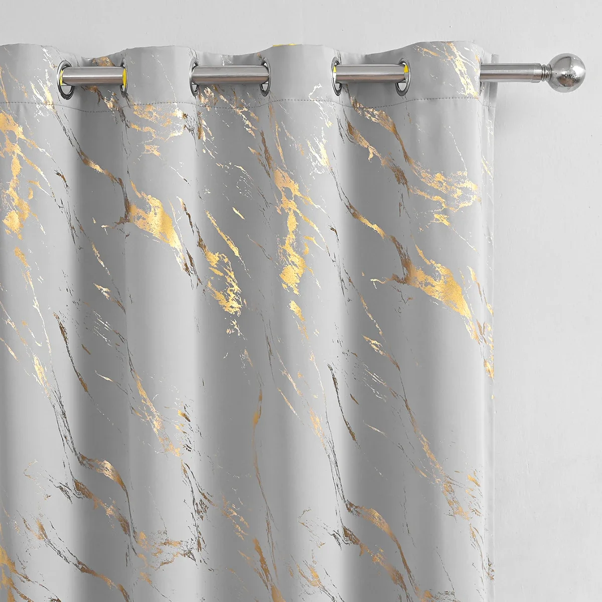 Luxury Marble Pattern Curtain 1 Panel with Gold Foil Design for Living Room