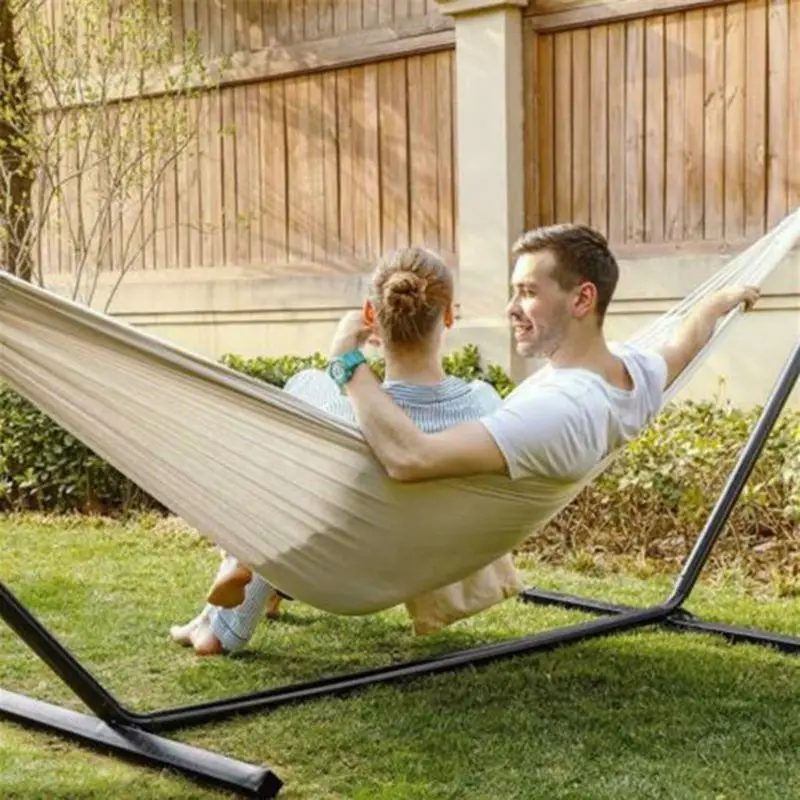 Double Hammock Outdoor Rollover Prevention Camping Canvas Hanging Swing Bed 200x150cm Actual Use Area
