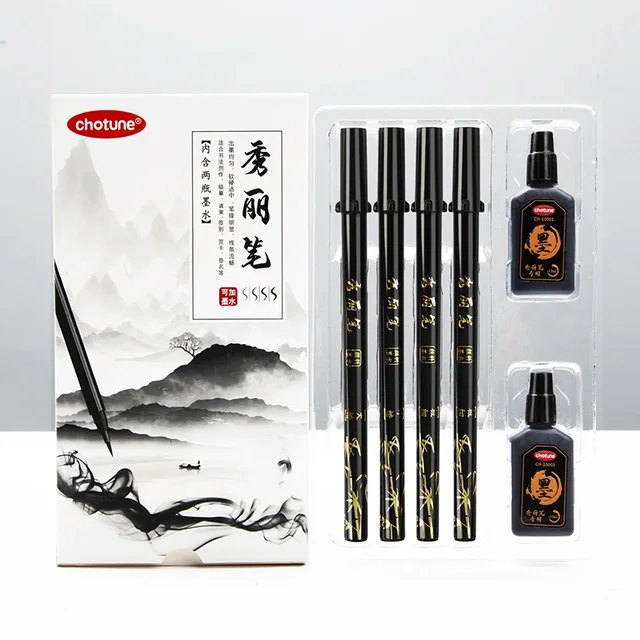 Brush Lettering Pens Set Black Ink Refillable Calligraphy Pen Markers Art Writing Markers Office School Supplies Stationery 1