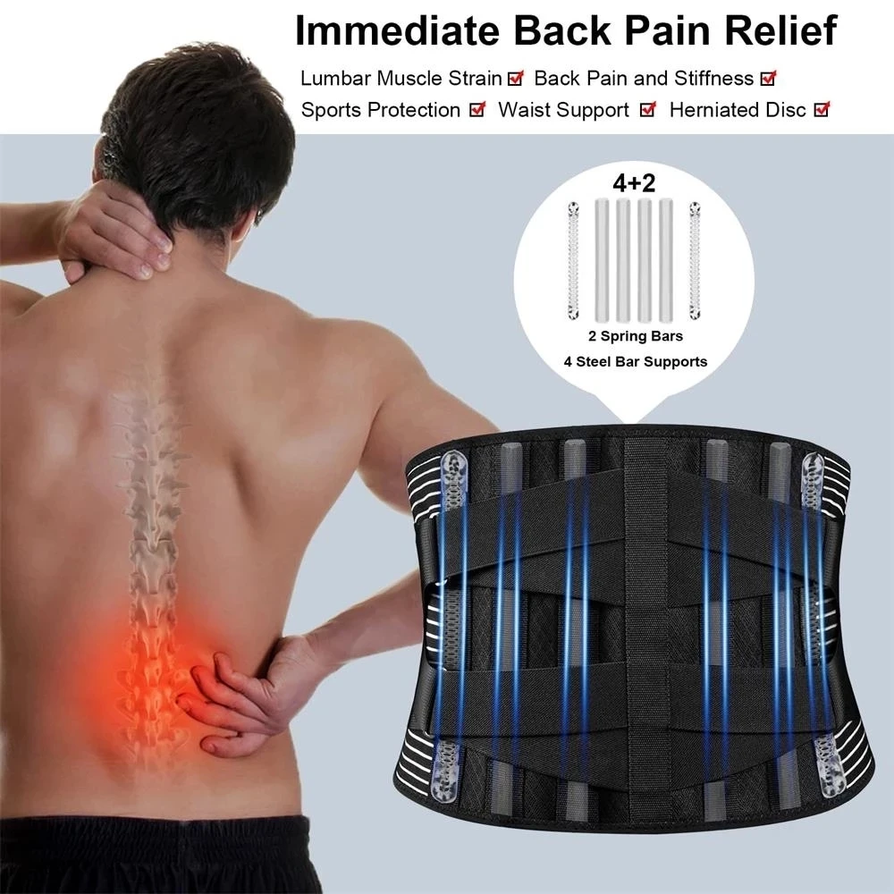 Adjustable Back Lumbar Support Belt Protection Gym Trainer Waist Spine Brace Belt  Double Pull Decompression Antiskid Breathable