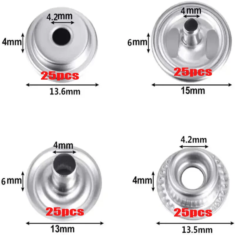 103pcs Stainless Steel Snap Fastener Kit 15mm Snap Button Press Stud Cap with Tools for Marine Boat Canvas Bag Leather DIY Craft 2