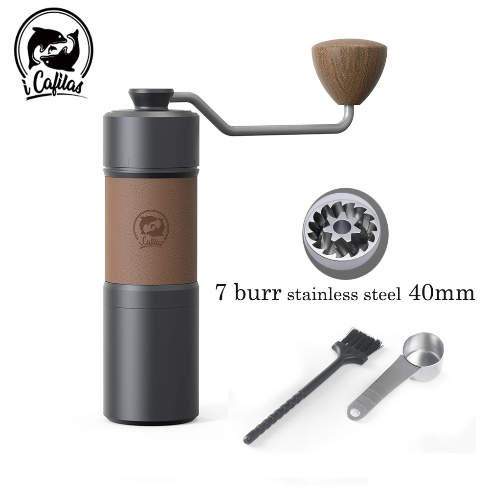 Manual Coffee Grinder - HEIHOX Hand with Adjustable Conical Stainless Steel  Burr Mill, Capacity 30g Portable Mill Faster Grinding Efficiency Espresso