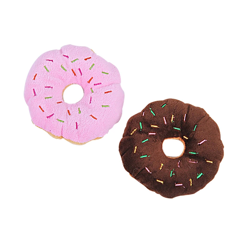 Soft Dog Donuts Plush Pet Dog Toys For Dogs Chew Toy Cute Puppy Squeaker Sound Toys Funny Puppy Small Medium Dog Interactive Toy 5