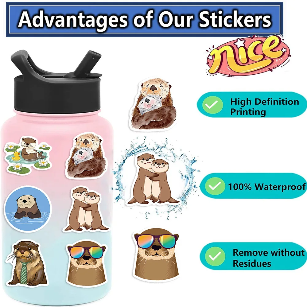 Cute Cartoon Animal Otter Stickers - Creative DIY Decals for Water Cups, Stationery, and Scrapbooks