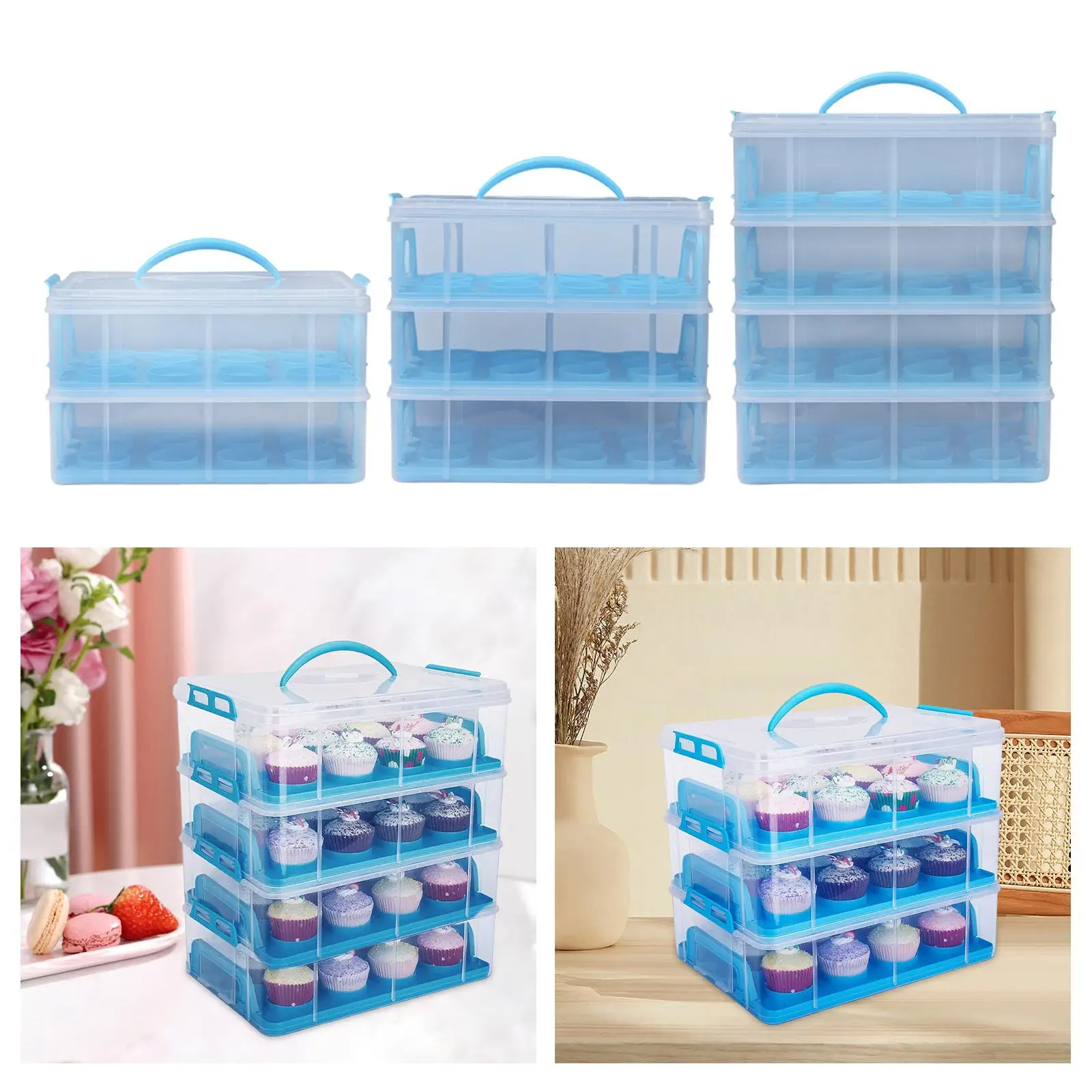 Reusable Cupcake Storage Containers Holder, Baking Cupcake Boxes ,Food  Transporter Container ,Cupcake Carrier Storage for Cake Muffins Baking 2  Tiers