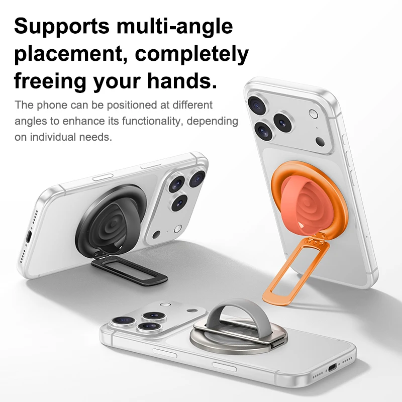 액체 실리콘 손가락 링 폰 홀더 마그네틱 메탈 스탠드 (MagSafe 휴대폰 액세서리용) 360도 회전 알루미늄 브래킷
