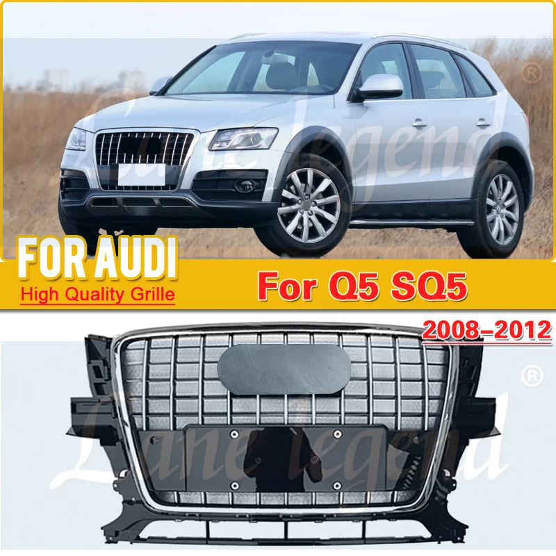 

For Audi Q5 2008-2012 Car Front Bumper Grille paint-proof Centre Panel Styling Upper Grill Original car style Ventilation Net