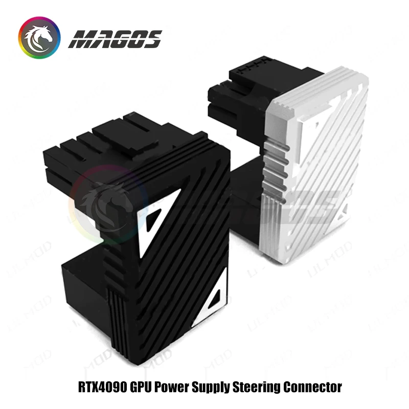 High-Power GPU Connector Adapter - 600W Elbow Wiring Artifact in Black/Silver