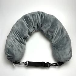 Compact Travel Neck Pillow with Adjustable Support and Convenient Storage Pouch (Light Grey)