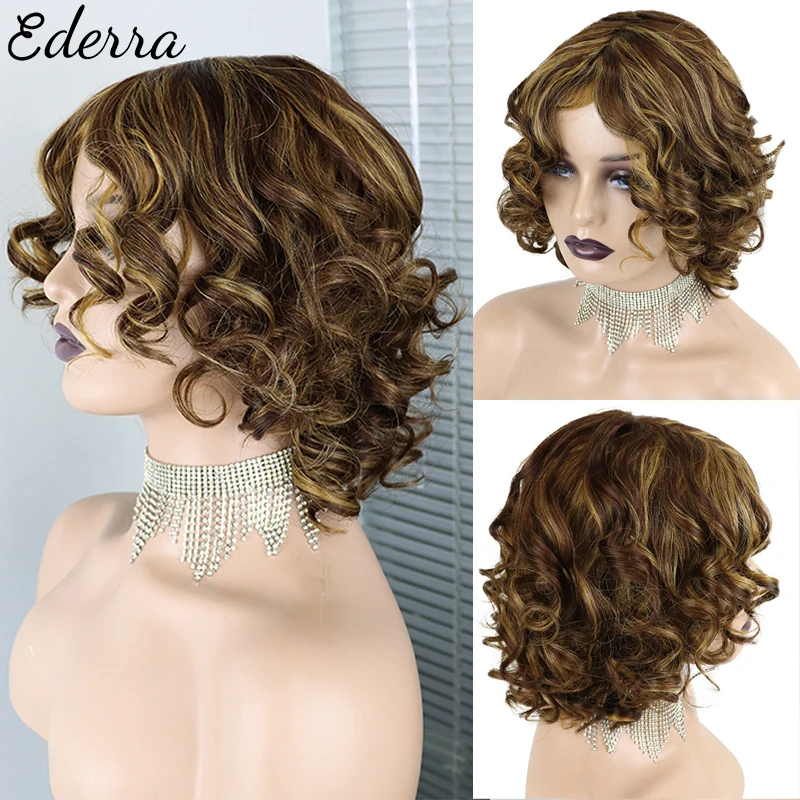 

Loose Body Wave Short Bob Wig No Lace Wigs for Women Human Hair Water Wave Wig Big Bouncy Fluffy Wig Human Hair Brazilian Remy