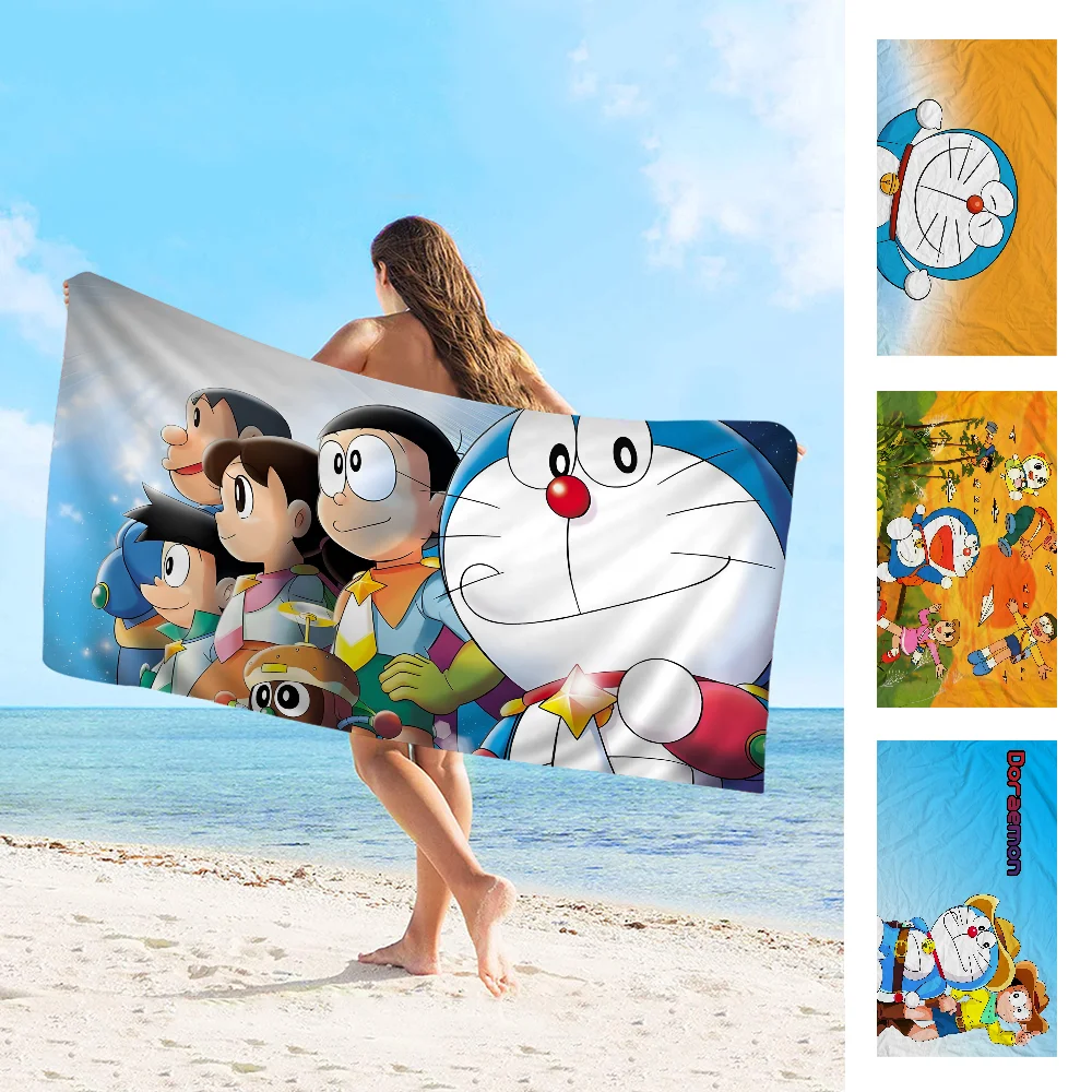 Cute D-Doraemons Cartoon Microfiber Blanket Quick Drying Beach Towels Oversized Printing Super Absorbent Pool Towel Blanket 2