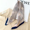 1pcs 70cm Striped Geometric Pattern Silk Scarf for Women Imitation Silk Fresh and Versatile Headwear Clothing Square Scarf 6