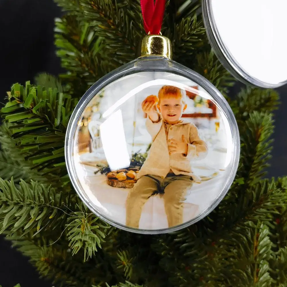 Christmas Transparent Photo Ball Festive Personalize Gift DIY Christmas Tree Pendant Decorations Photo Ball Clip