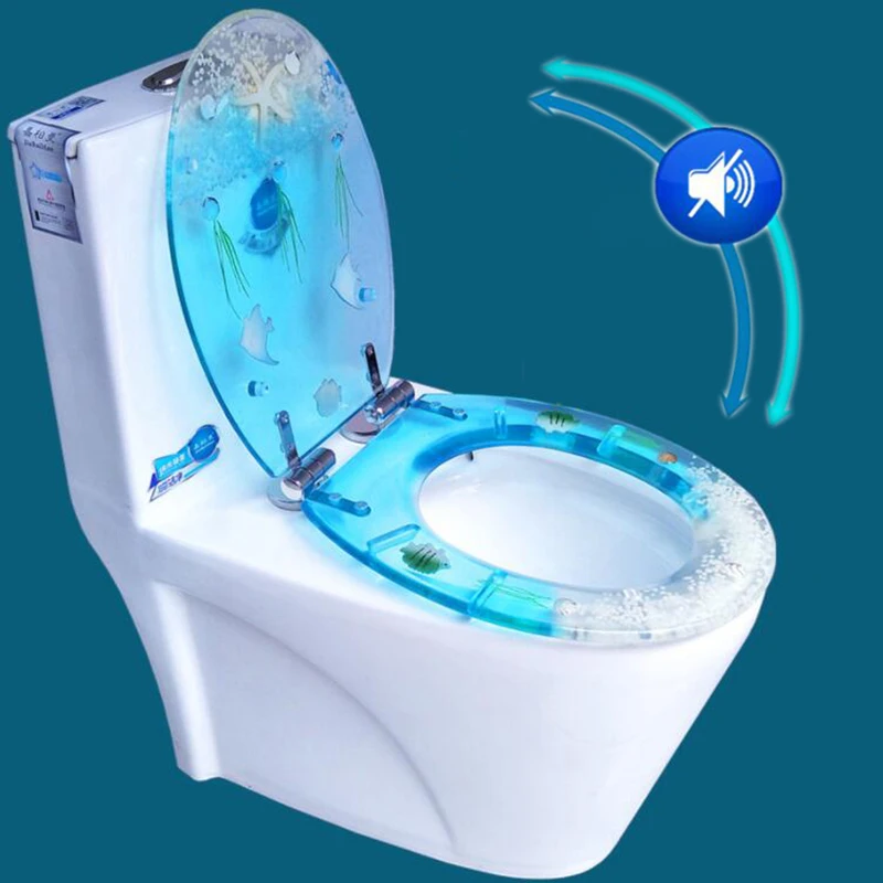 U V O Type Universal Resin Toilet Seat Lid Household Transparent Resin Thicken Slow-Close Toilet Seats Cover крышка для унитаза