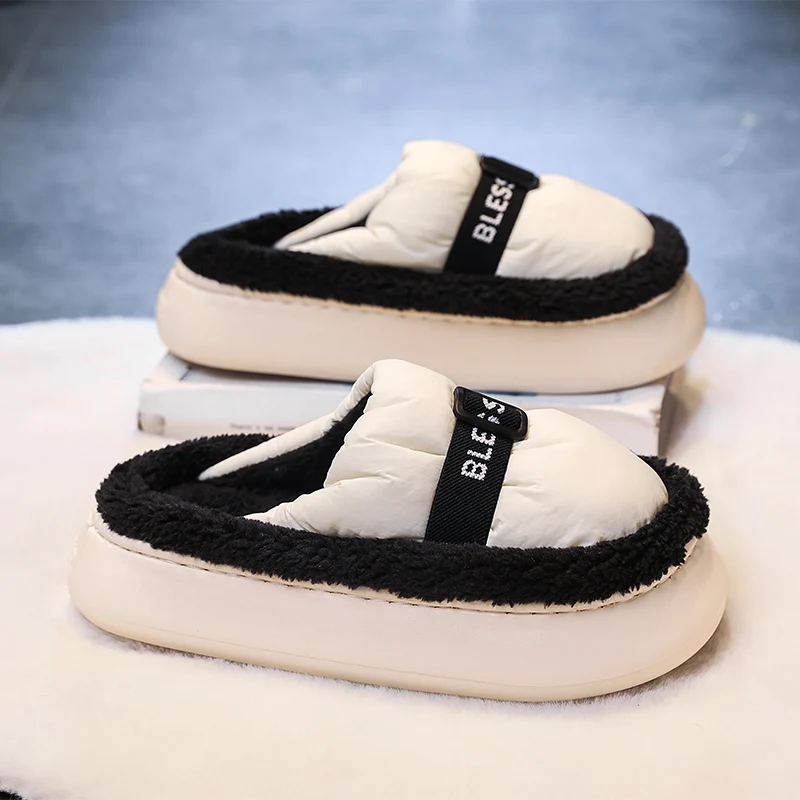 Men's cotton slippers autumn and winter new indoor casual plush insulation fashion youth comfort wear-resistant sports snow shoe