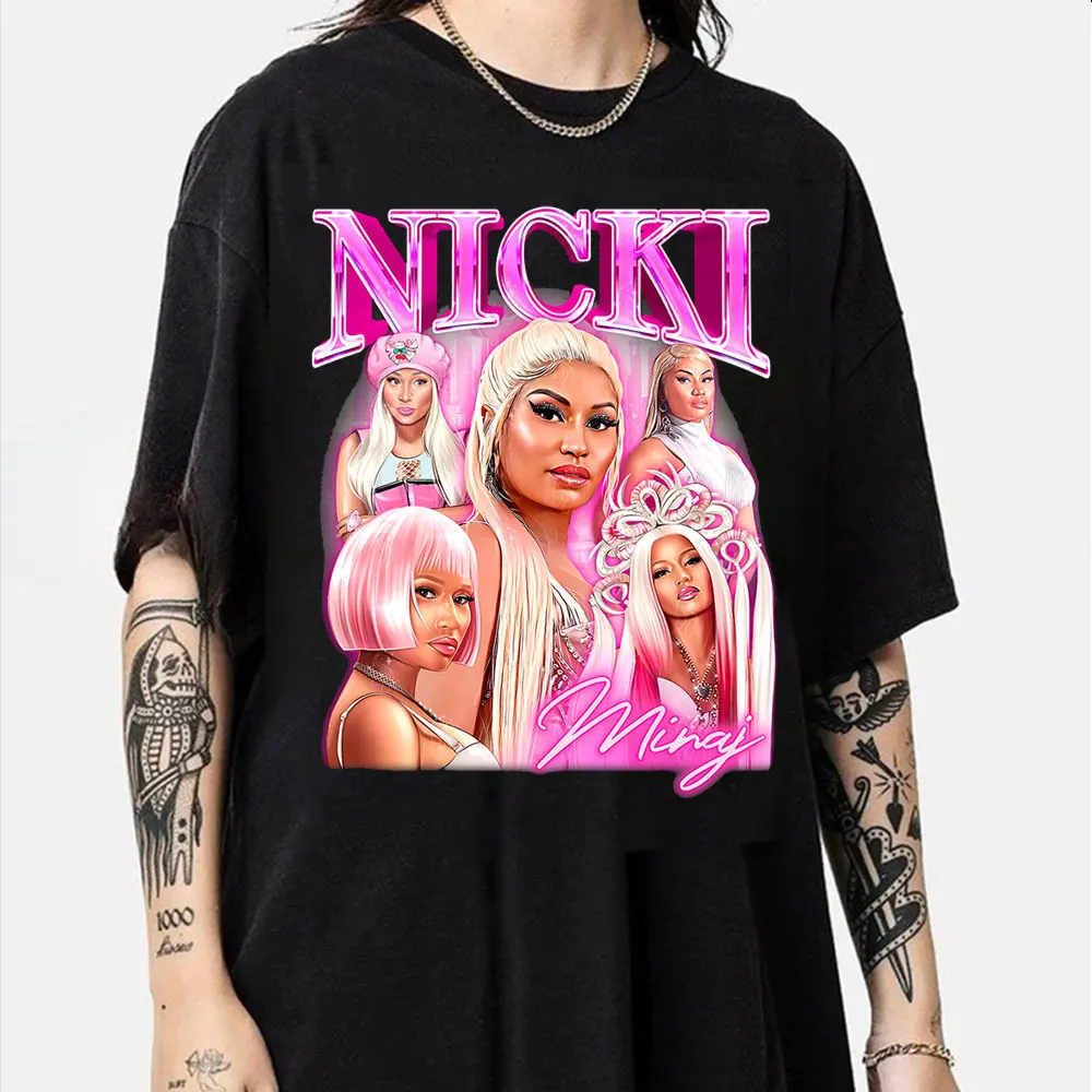 

Футболка Мужская/женская с коротким рукавом, смешной рэпер, Nicki Minaj Tour, футболка в стиле хип-хоп, популярная в стиле унисекс, 2024