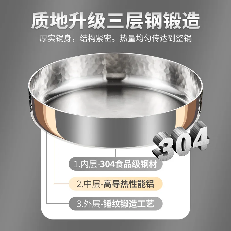 Thickened 304 Stainless Steel Wooden Tableware Commercial Creative Fish Soup Bowl with Chinese Sauerkraut