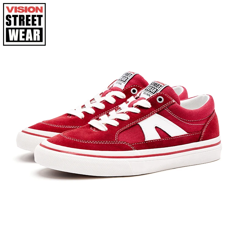 

VISION STREET WEAR Stick Vintage Carmine Low Top Suede Canvas Shoes Men's and Women's Street Sports Shoes New Carmine