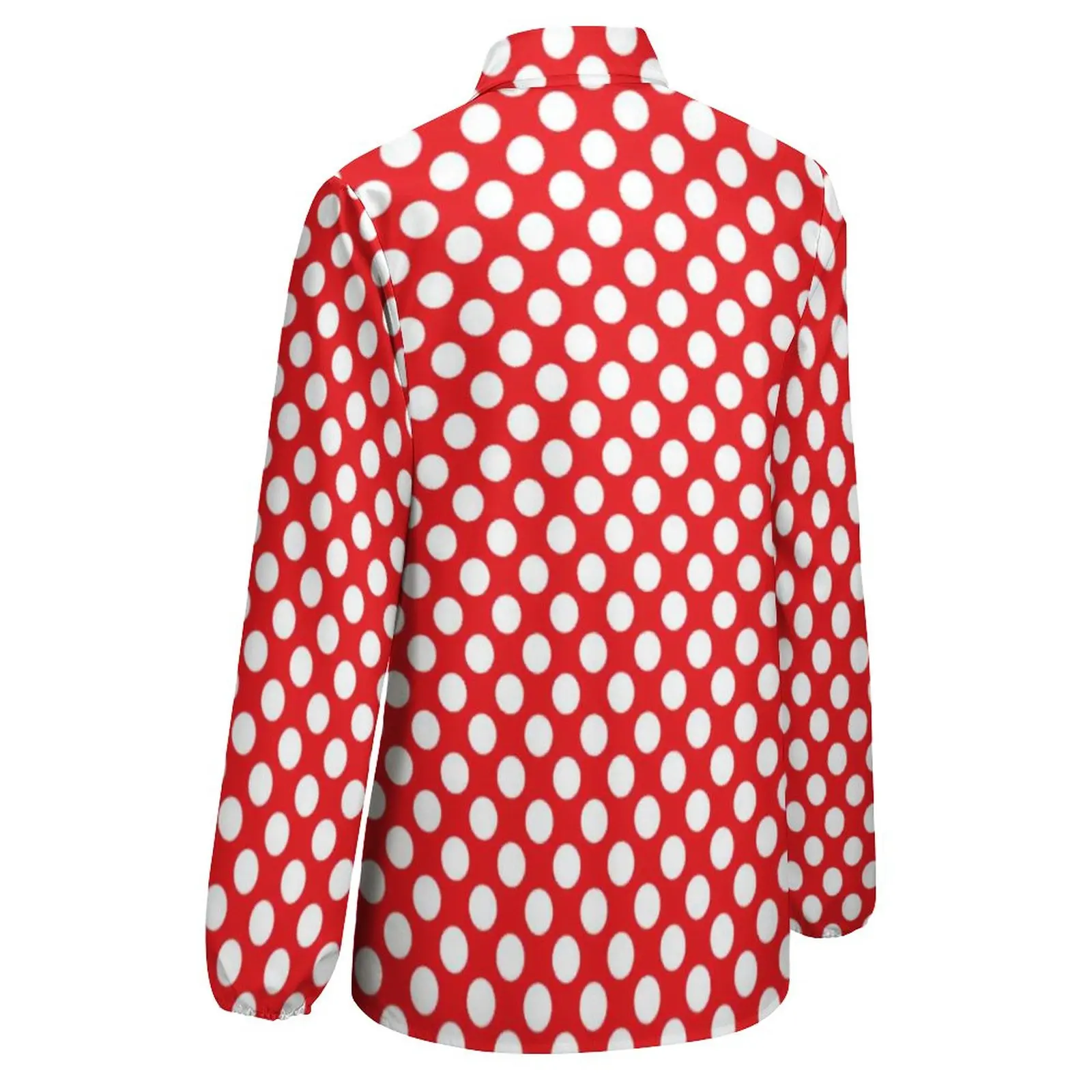 white and red polka dot blouse