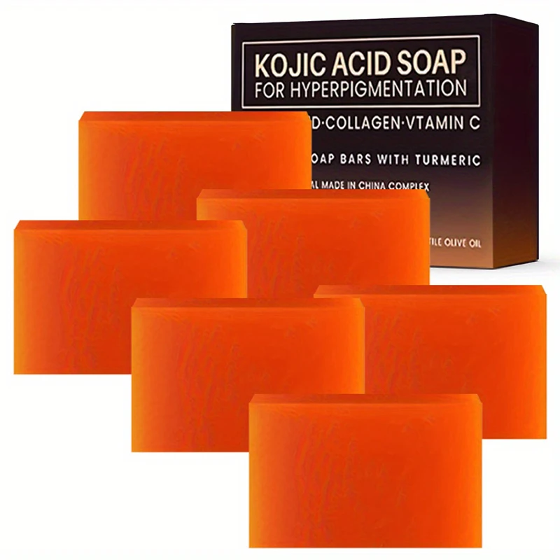 Kojic Acid Soap 1/6Pieces Face Body Bath Soap Safe Natural for Men Women Glowing Hydrated Blackheads Removal Makeup
