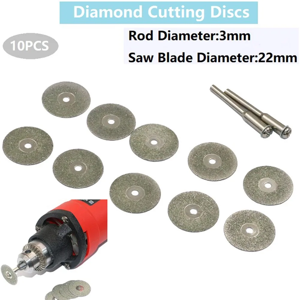 

10pcs 22mm Di-amond Cutting Discs Di-amond Grinding Wheel Mini Di-amond Saw Blade Drill Rotary Tool For Cutting Metal Glass