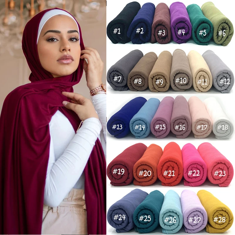 Fashion Cotton Jersey Hijab Scarf Women Muslim Shawl Plain Soft Turban Head Wraps Islamic Africa Headband Hijab Femme Musulman muslim women crinkle hijab soft cotton scarf hijabs head femme musulman turban shawls wraps islamic headscarf 180x90cm