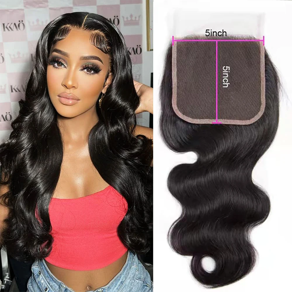 5x5 Lace Closure With Baby Hair Human Hair HD Lace Frontal Closure Remy Brazilian Body Wave Ear to Ear 13x4 Transparent