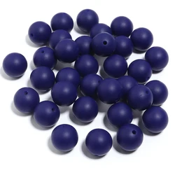 Set of 20 Candy - Colored Round Silicone Beads for DIY Jewelry and Accessories (Navy blue)