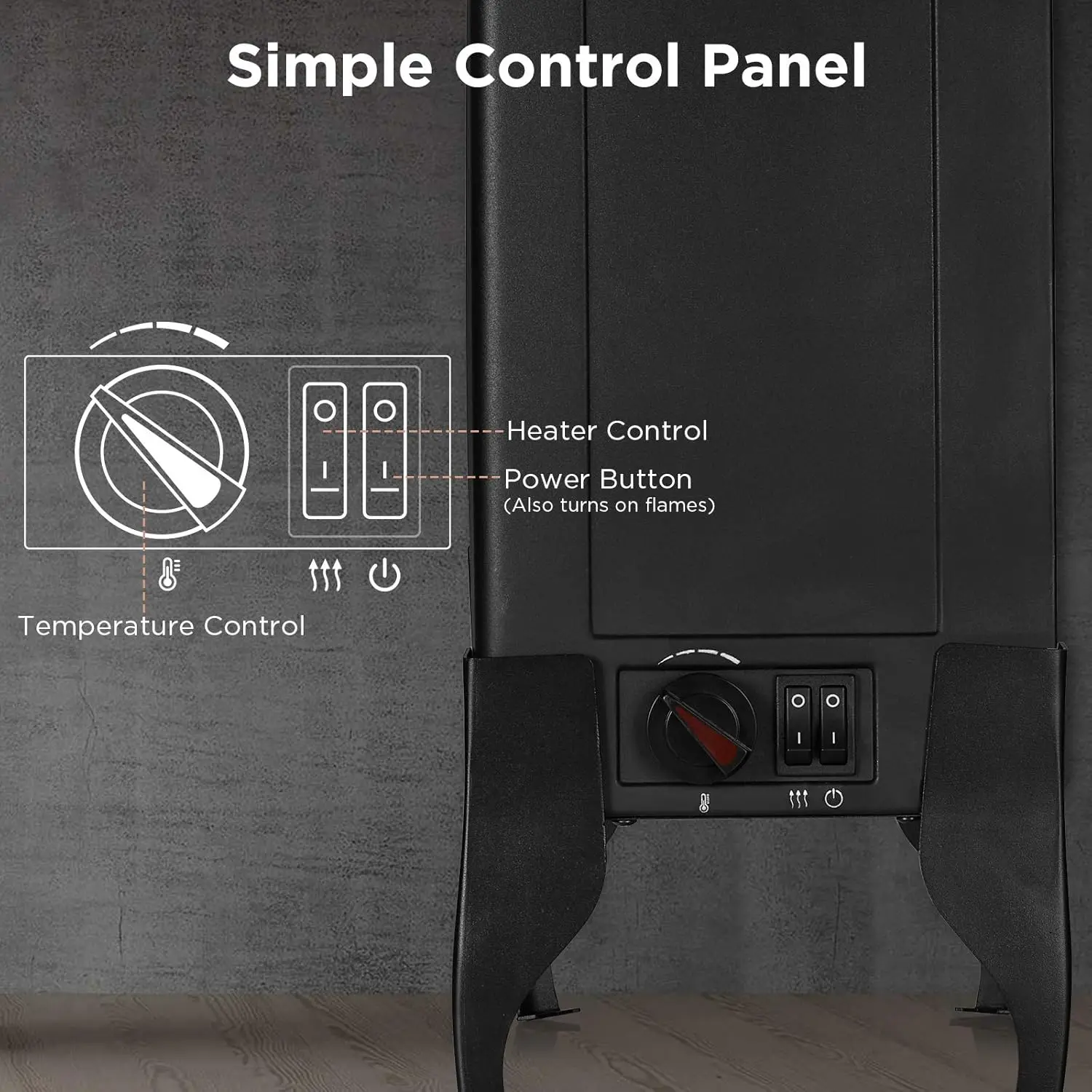 Compact Electric Fireplace Stove, 18” Freestanding Stove Heater with Realistic Flame - Overheating Safety Protection 5