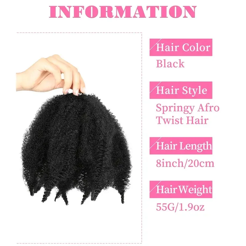 8inch Curly Braid Hair Synthetic Extensions Short Braiding Hair For Africa Women Pure Color Afro Kinky Curly Hair Braids 2