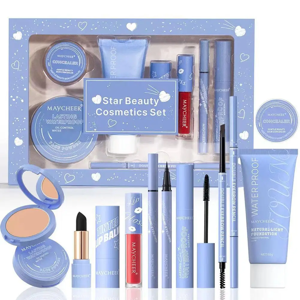 Makeup gift set consisting of 8 pieces for women, a set of gift boxes for lipstick powder for festivals, a gift for your family.