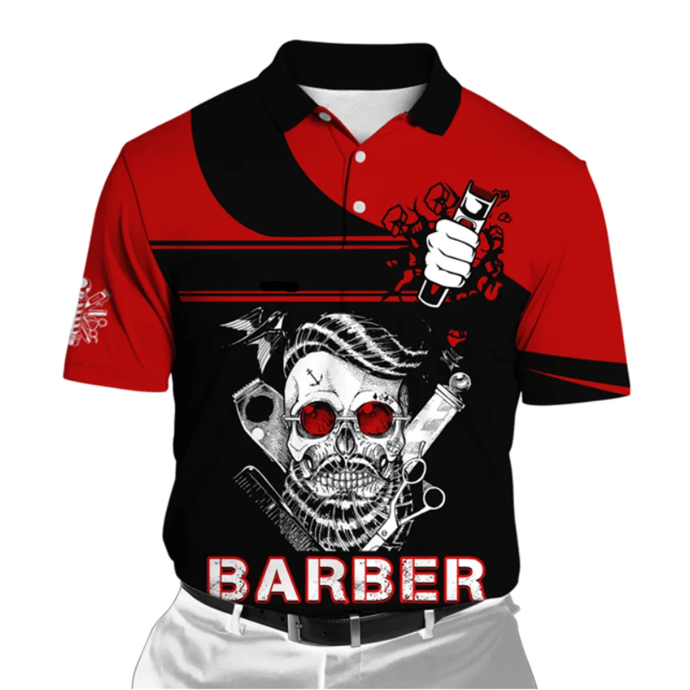 

Retro Men'S Polo T-Shirt 3d Barber Print High Quality Men Clothing Street Designer Short Sleeve Loose Oversized Shirt And Blouse