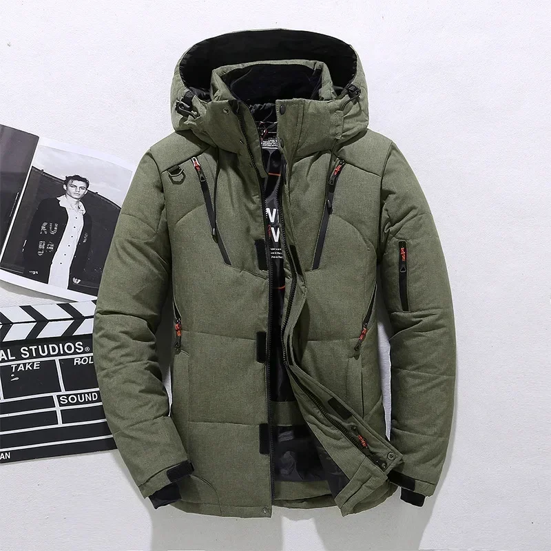 Men Down Jacket Hooded Outdoor Thick Parka-20 Degree Male White Duck Down Jacket Oversized Winter Parkas Warm Padded Snow Coat down jacket puffer jacket parka coat parkas coat
