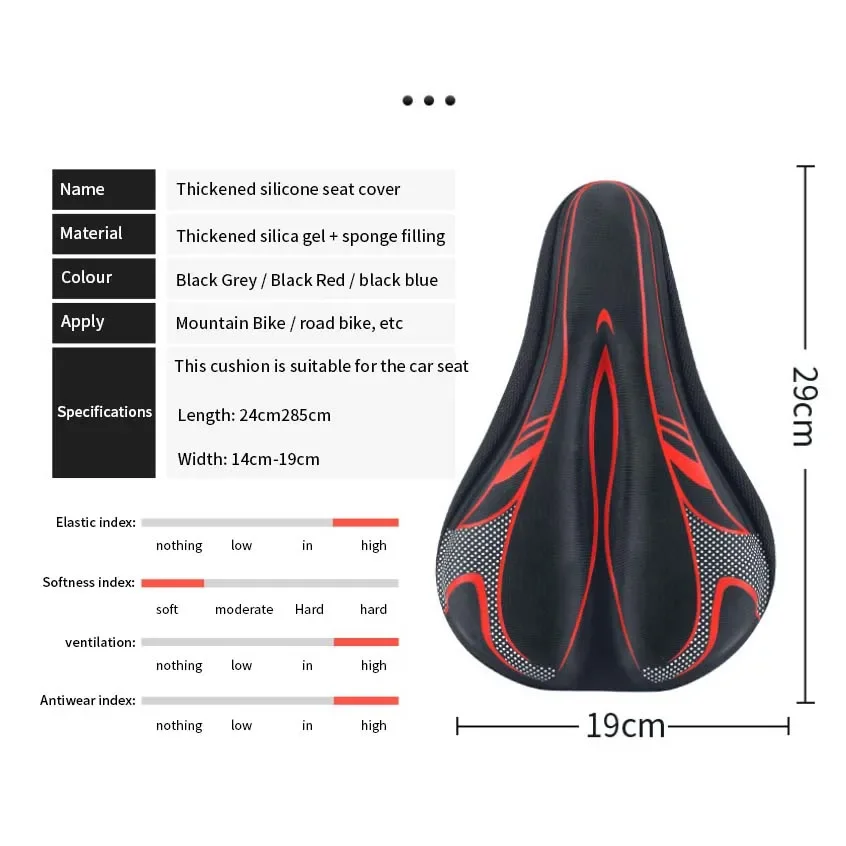 Bicycle Seat Cover 3D Mtb Saddle GEL Bicycle Seat Cover Men and Women Mtb Road Bike Bicycle Products Accessories Carbon Journey Parts Cycling