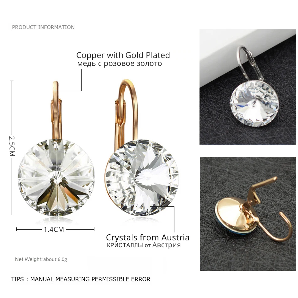 Crystal Drop Earrings Gold Silver Color Original Crystals From Austria For Women Wedding Party Dangle Bijoux Christmas dangle earrings,drop earrings,crystal earrings