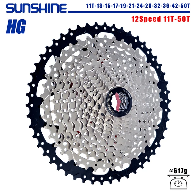 SUNSHINE Bicycle Cassette 8/9/10/11/12 Speed Mountain Bicycle Freewheel Bicycle Sprocket HyperGlide system For Shimano/SRAM 12 Speed 11T-50T