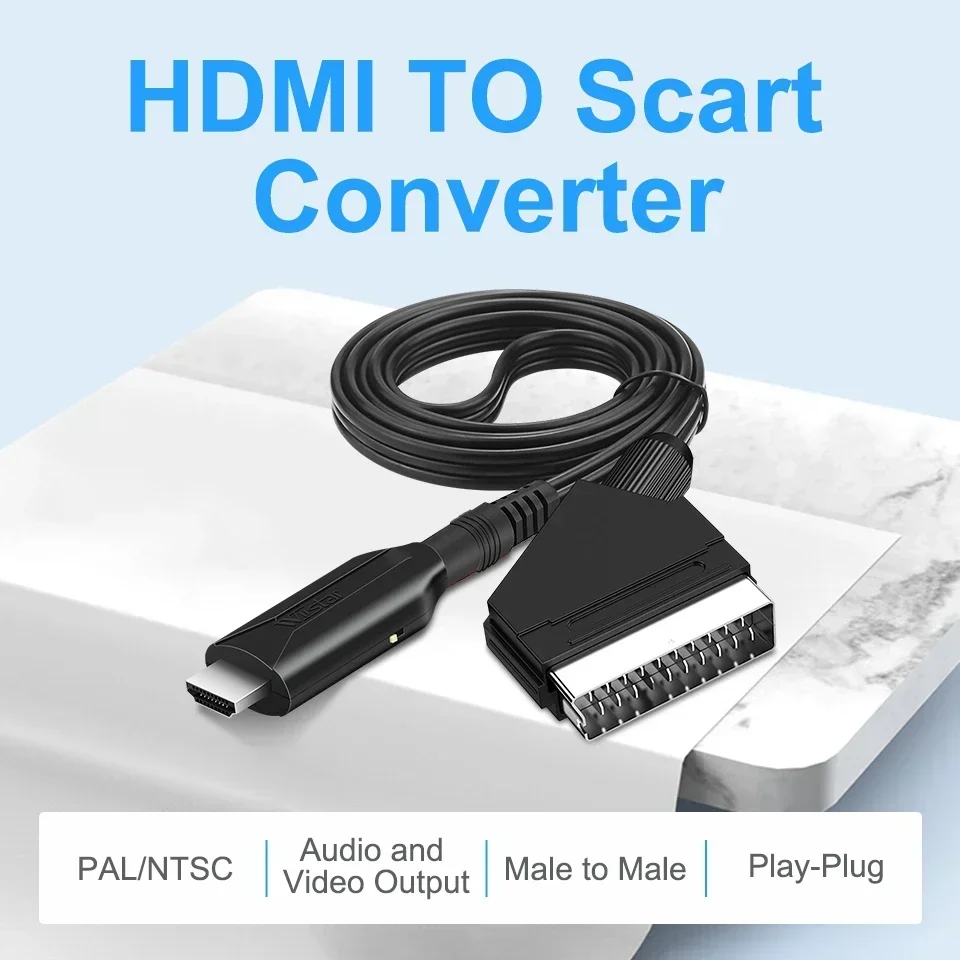 Nuovo Adattatore Da Hdmi A Scart Convertitore Audio Video Di Lusso Pal/Ntsc Per Hd Tv Dvd Box Accessori Per Convertitore Di Segnale Di Lusso 2023