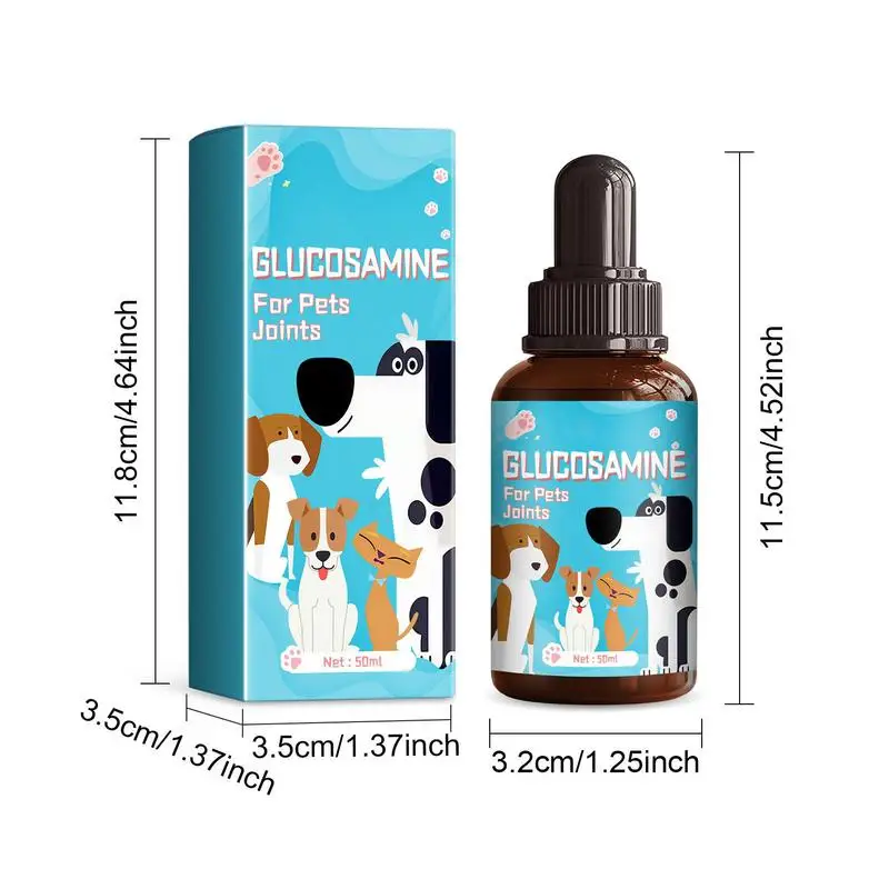 Glucosamina para el cuidado de las articulaciones de las mascotas, productos para el cuidado del cuerpo del perro, alivio de las articulaciones y la cadera, no irritante, 50ml