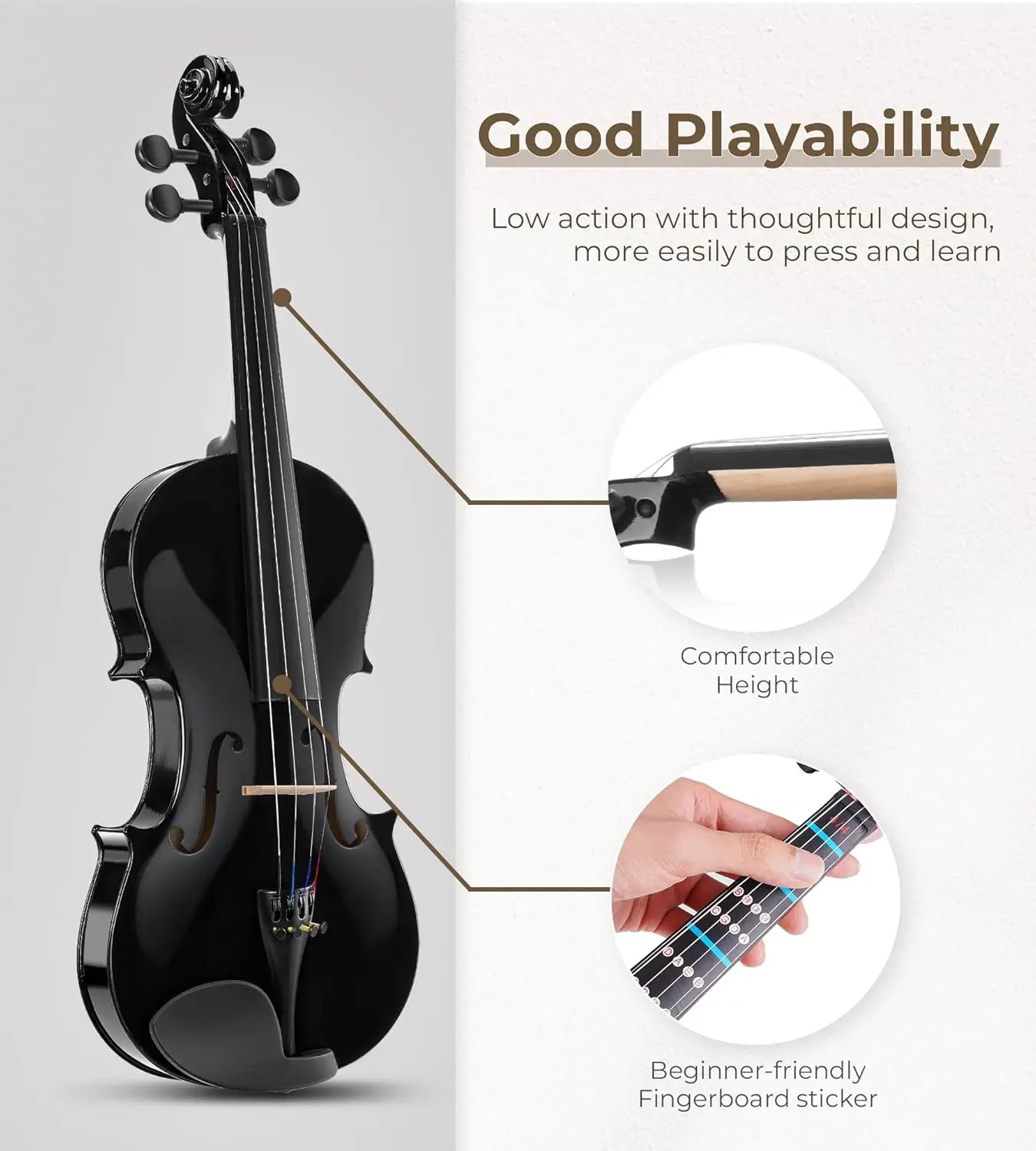 4/4 Acoustic Violin,Full Size Acoustic Violin Fiddle for Beginners Adults Violin Starter Kit with Hard Case, Rosin, Shoul